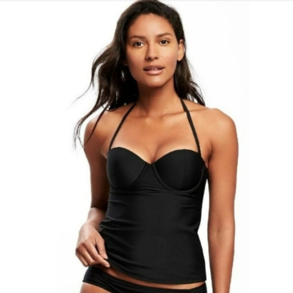 NWT Old Navy Black Underwire Halter Tankini Top Sz XXL